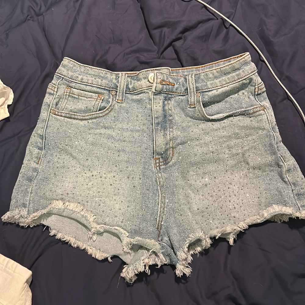 Rhinestone denim shorts
